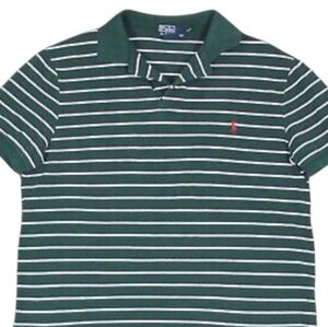 Men's Polo Ralph Lauren Green and White XL Striped Short Sleeve Shirt